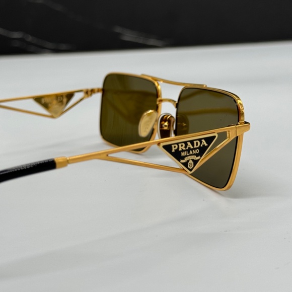 NEW SPR A52 15N01T PRADA SQUARE PR A52S 15N01T GOLD PRA52S UNISEX SUNGLASSES - Picture 8 of 11